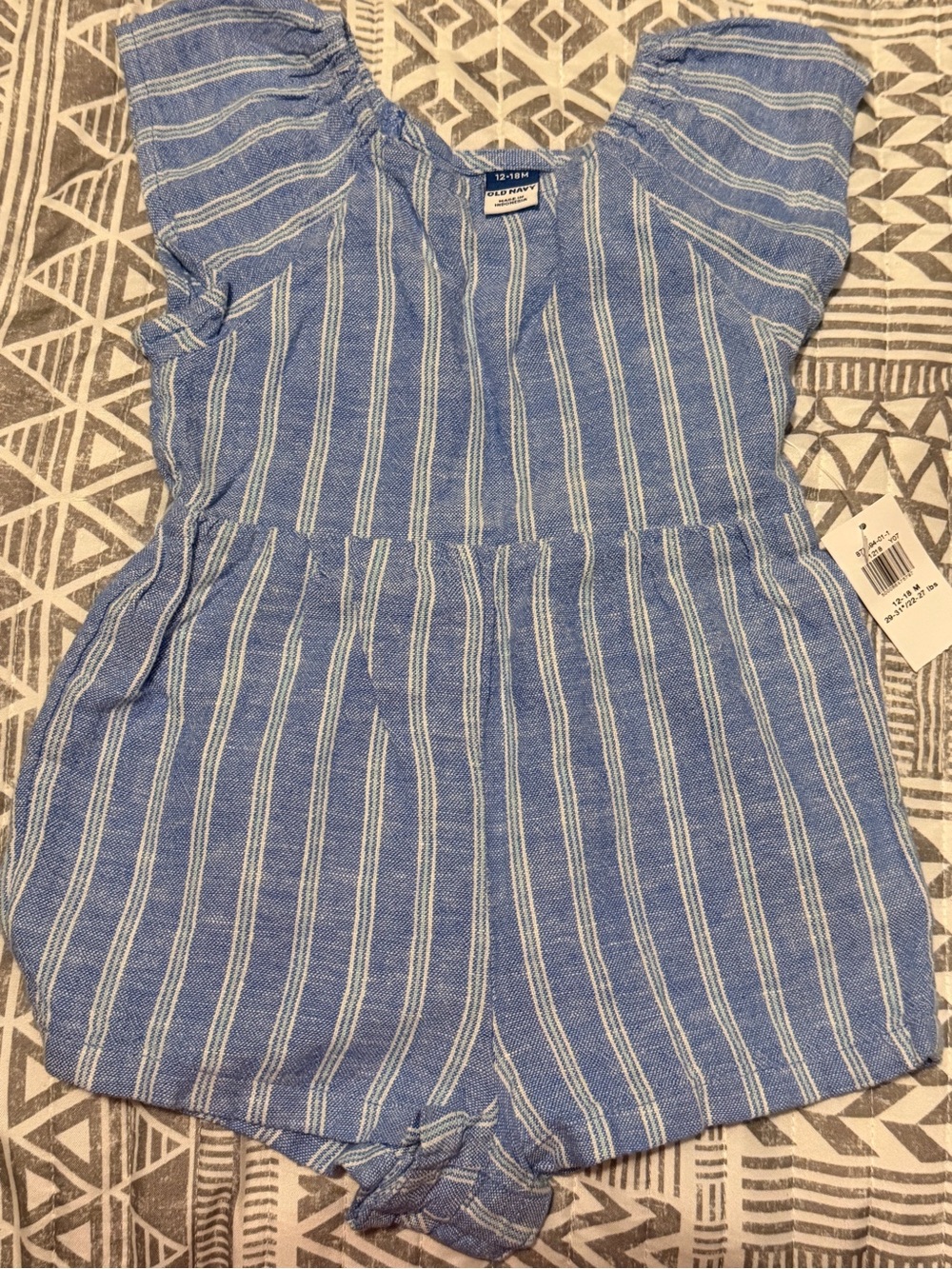 Old Navy Blue & White Striped Girls' Romper